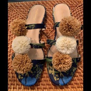 J. McLaughlin Mandy Midnight Floral Raffia printed sandals sz 10 EUC